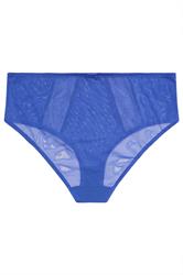 YOURS Plus Size Cobalt Blue Contrast Lace Mesh Briefs | Yours Clothing 6