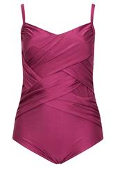 YOURS Curve Burgundy Red Super Sculpt Crossover Swimsuit