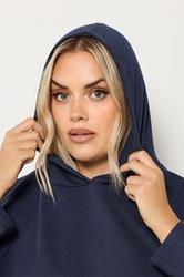 YOURS Plus Size Navy Blue Seam Detail Hoodie | Yours Clothing 4