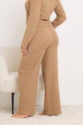PixieGirl Petite Women's Camel Brown Chenille Wide Leg Trousers | PixieGirl 2