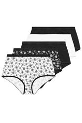 YOURSET 5 PACK Curve Black & White Floral Print Full Briefs