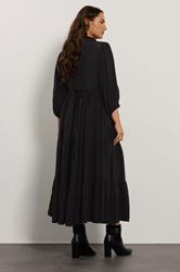 EVANS Plus Size Black Premium Tiered Maxi Dress | Evans 4