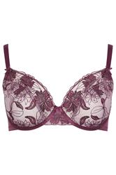 YOURS Curve Purple Embroidered Floral Non-Padded Bra