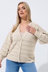 LIMITED COLLECTION Plus Size Cream Crochet Balloon Sleeve Cardigan | Yours Clothing 3