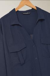 EVANS Plus Size Navy Blue Utility Pocket Shirt | Evans 7