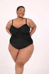 YOURS Plus Size Black Crossover Super Sculpt Swimsuit | Yours Clothing 1