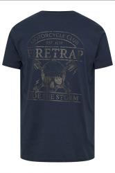 FIRETRAP Big & Tall Navy Blue Storm Skull Print T-Shirt | BadRhino 5