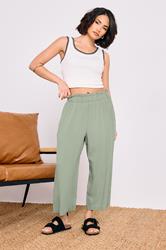 PixieGirl Petite Women's Sage Green Acid Wash Cropped Trousers | PixieGirl 2