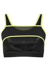 YOURS Plus Size Black Mesh Contrast Trim Non Padded Sports Bra | Yours Clothing 6