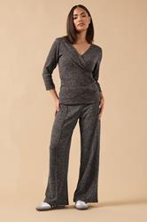 PixieGirl Petite Women's Chocolate Brown Marl Wrap Top | PixieGirl 1