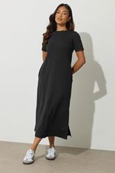 PixieGirl Petite Women's Black Cotton T-Shirt Maxi Dress | PixieGirl 2