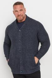 BadRhino Big & Tall Navy Blue Knitted Shawl Cardigan | BadRhino 3