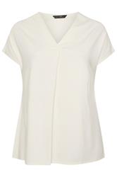 EVANS Curve Cream Premium Jersey Pleat Swing Top