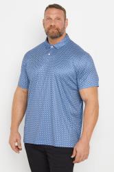 BadRhino Golf Big & Tall Blue Geometric Print Polo Shirt | BadRhino 3