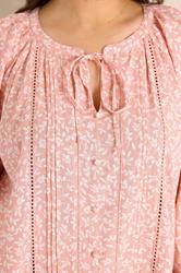 EVANS Plus Size Pink Ditsy Tie Neck Blouse | Evans 4