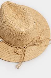 Natural Brown Shell Detail Straw Hat | Yours Clothing 2