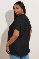 YOURS Plus Size Black Textured Boxy Shirt | Yours Clothing 4