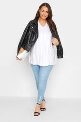 YOURS Plus Size White Pleat Front Swing Top | Yours Clothing 1