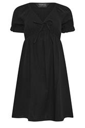PixieGirl Petite Black Tie Front Cotton Mini Dress