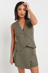 PixieGirl Petite Women's Khaki Green Cotton Cargo Pocket Skort | PixieGirl 2