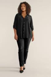 Evans Plus Size Black Tab Sleeve Blouse | Evans 4