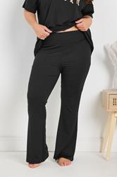 YOURS Plus Size Black Flare Pyjama Bottoms | Yours Clothing 1