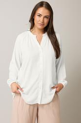 EVANS Plus Size White Frill Neck Blouse | Evans  4