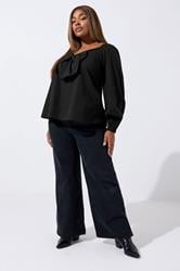 LIMITED COLLECTION Plus Size Black Bow Front Poplin Top | Yours Clothing 5