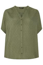 YOURS Curve Green Dobby Notch Neck Blouse