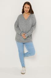 YOURS Plus Size Grey Soft Touch Knitted Jumper | Yours Clothing 1