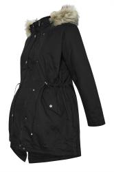 BUMP IT UP MATERNITY Black Fur Trim Parka