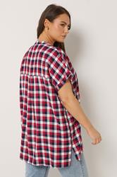 YOURS Plus Size Red Check Overhead Half Placket Shirt | Yours Clothing 2