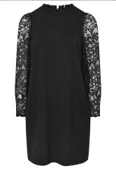 YOURS Plus Size Black Lace Sleeve Mini Dress | Yours Clothing 5