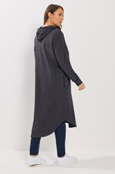 YOURS Plus Size Charcoal Grey Button Through Hooded Jacket | Yours Clothing 2