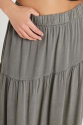PixieGirl Petite Women's Charcoal Grey Asymmetric Tiered Maxi Skirt | PixieGirl 5