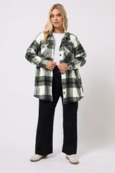 YOURS Plus Size Khaki Green Check Shacket | Yours Clothing 1