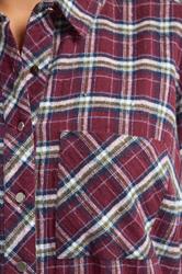 YOURS Plus Size Burgundy Red Check Boyfriend Shirt | Yours Clothing 4