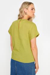 LTS Tall Green Short Sleeve Cotton Dobby Top | Long Tall Sally 2