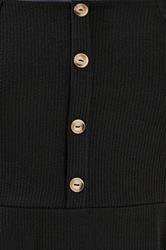 YOURS Plus Size Black Button Front Textured Pinafore Dress | Yours Clothing 4