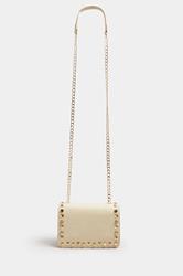 Beige Brown Faux Leather Stud Detail Cross Body Bag | Yours Clothing 3