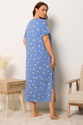 YOURSET Plus Size 2 PACK Blue Star & Shell Print Midaxi Nightdresses | Yours Clothing 5