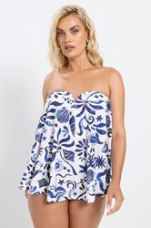 YOURS Plus Size White Abstract Floral Print Tankini Top | Yours Clothing 4