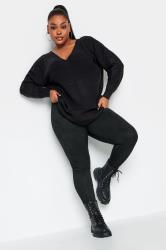 Plus Size Black Faux Suede Stretch High Waisted Leggings | Yours Clothing 3