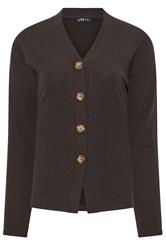 LTS Tall Women's Chocolate Brown Ribbed Cardigan | Long Tall Sally 5