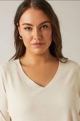 EVANS Plus Size Cream Premium Ribbed Modal Blend Swing Top | Evans 4