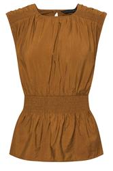 PixieGirl Petite Brown Woven Shirred Waist Top
