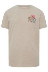 BadRhino Big & Tall Stone Brown Acid Wash Tiger Graphic T-Shirt