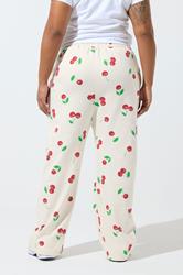 LIMITED COLLECTION Plus Size Cream Cherry Straight Leg Joggers | Yours Clothing 2