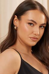 Gold Tone Twist Hoop Earrings | Yours Clothing 1