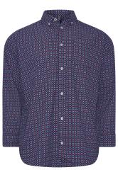 BadRhino Big & Tall Navy Blue Geometric Print Party Shirt